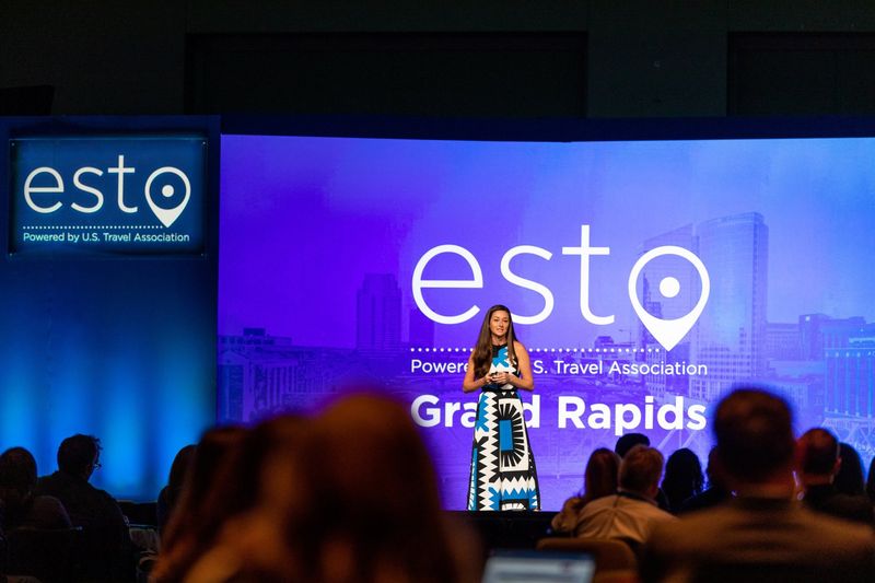 Danielle speaking to a full house at ESTO in Grand Rapids